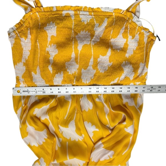 DIANE VON FURSTENBERG Yellow & White Ginkgo Flowy Sundress Tie Straps Pocket XXL - Picture 5 of 10